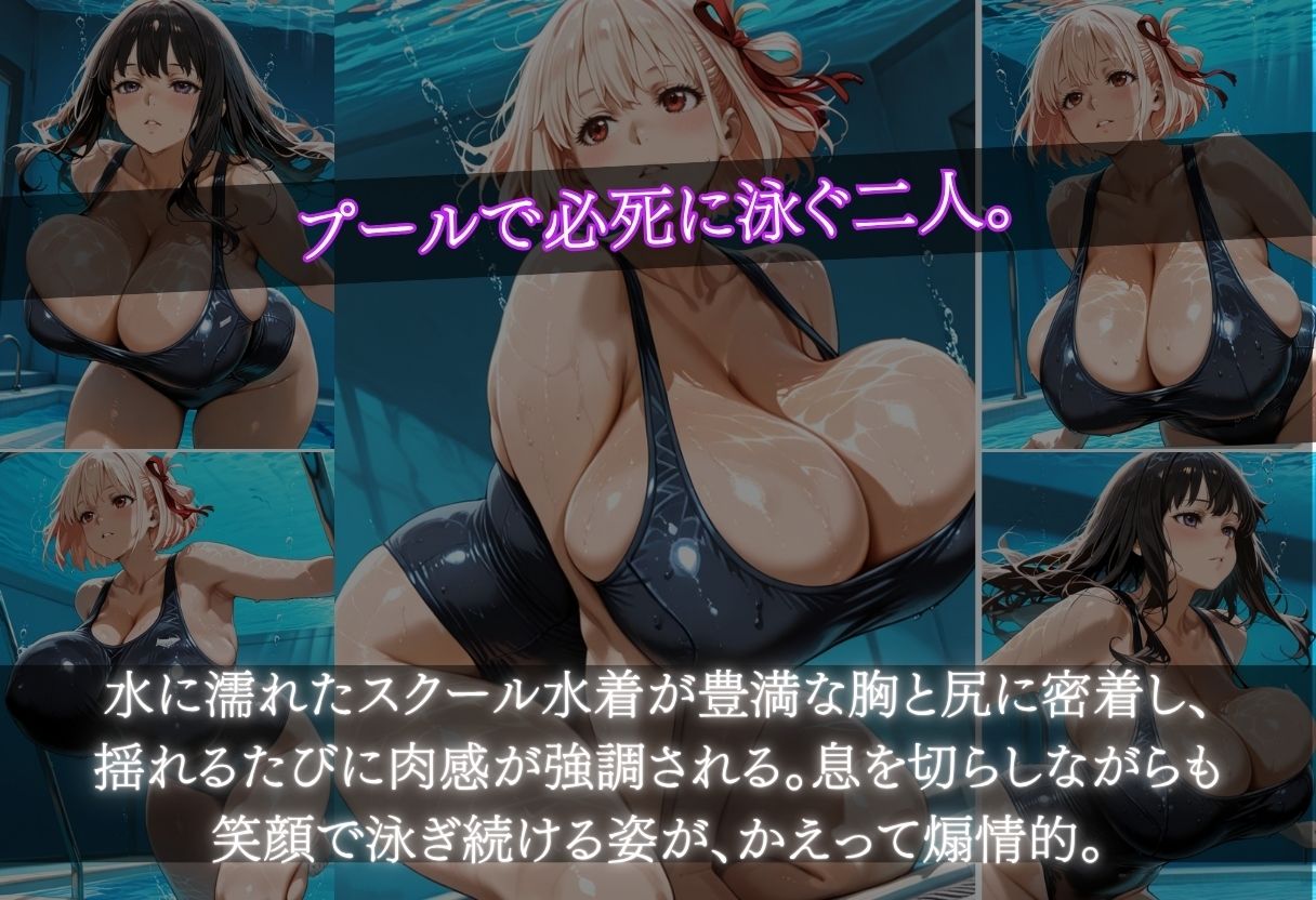 錦木ちさと＆井ノ上たきな  特別補修でスク水爆乳を堕とす - サンプル画像 2