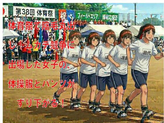 体育祭で陰毛丸出し！ムカデ競争に出場した女子の、体操服とパンツがずり下がる！