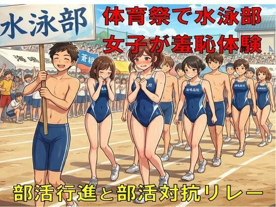 体育祭で水泳部女子が羞恥体験。部活行進と部活対抗リレー