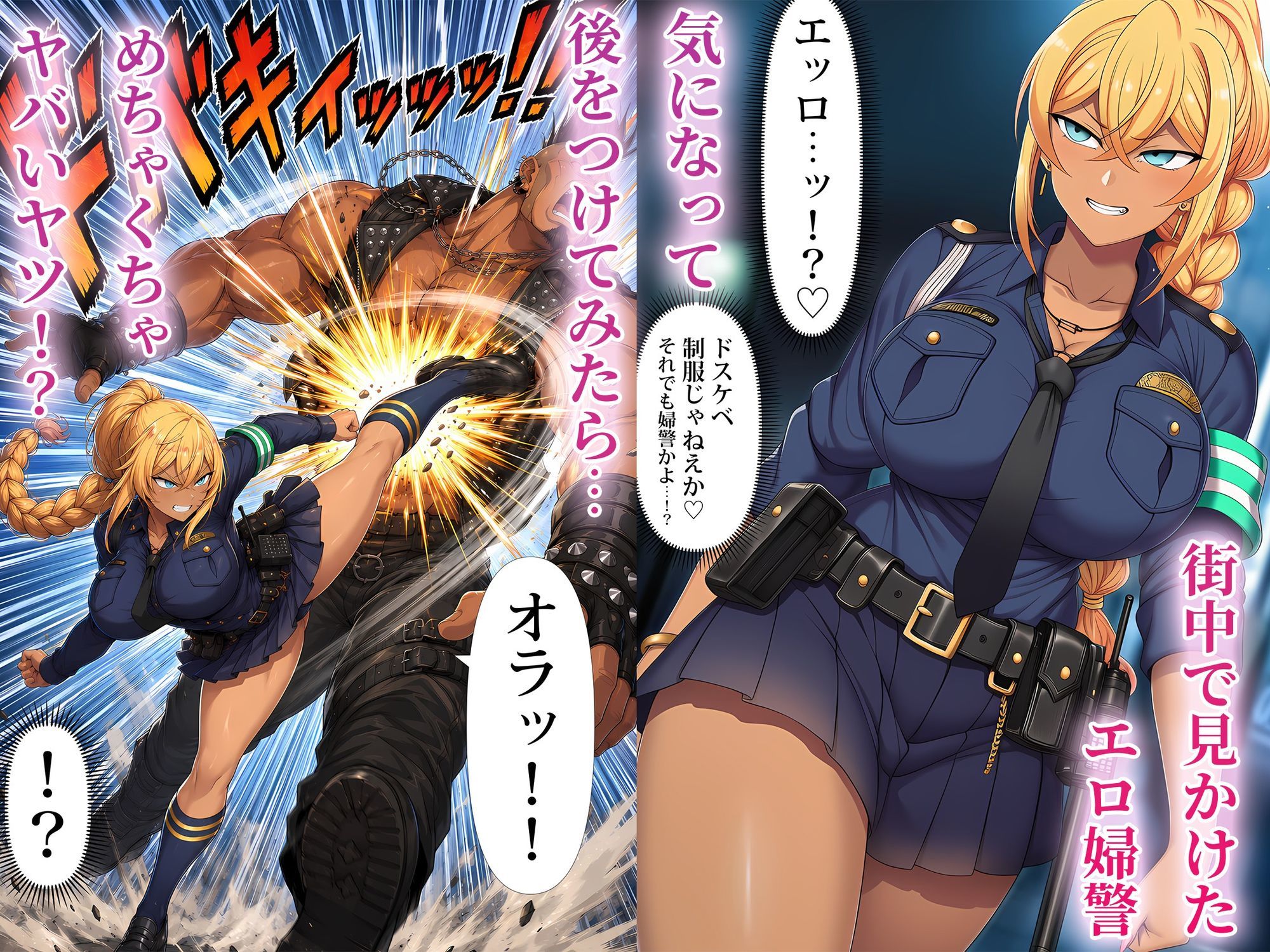 非モテの俺が武闘派ギャル婦警をエロい目で見てたらなぜか性奴●志願してきた - サンプル画像 1