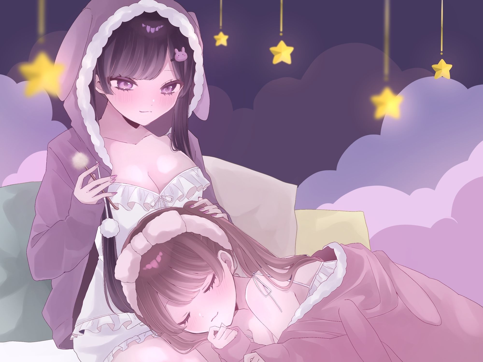 【KU100】耳かきしあってる双子姉妹がだんだん気持ちよくなってしまう没入体験ASMR - サンプル画像 1